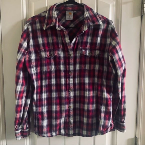 Carhartt Tops - Carhartt for Women Pink and Purple Plaid Button Down Casual Shirt | Medium
